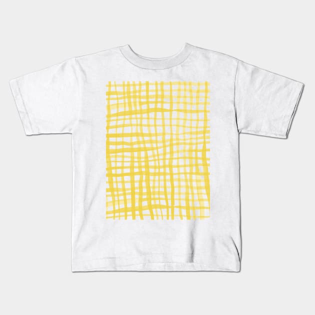 Watercolor doodle gingham - yellow Kids T-Shirt by wackapacka